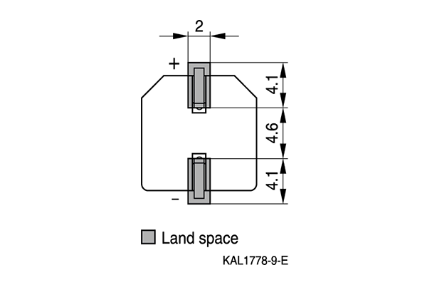 Land Pattern (Terminal Connection) 铝电解电容器,聚合物混合电容器:SMD