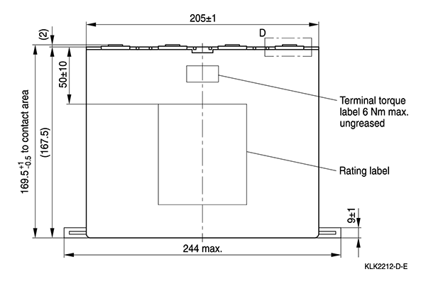 Shapes and Dimensions 电力电子设备用电容器(薄膜):010306_b25647_klk2212-d