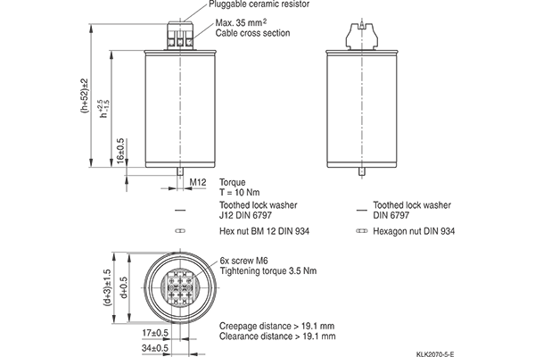 Shapes and Dimensions PFC:黑电容(Black Premium Capacitor):klk2070-5-e