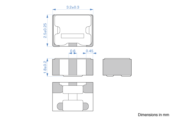 Shapes and Dimensions EMC,3端子滤波器:ACH3218