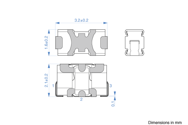 Shapes and Dimensions EMC,3端子滤波器:ACH32C
