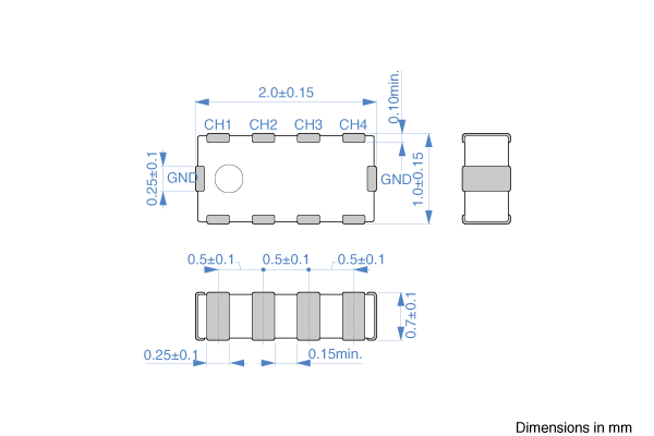 Shapes and Dimensions EMC,3端子滤波器:MEA2010L