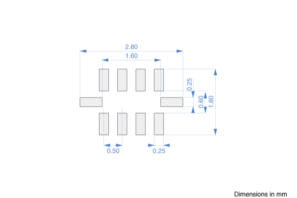 Land Pattern (Terminal Connection) EMC,3端子滤波器:MEA2010L