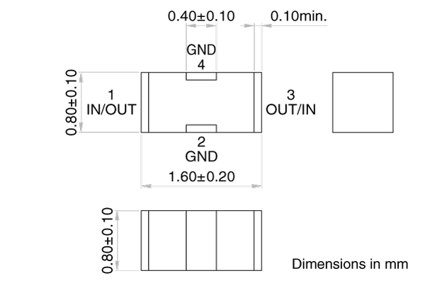 Shapes and Dimensions EMC,3端子滤波器:YFF18PH