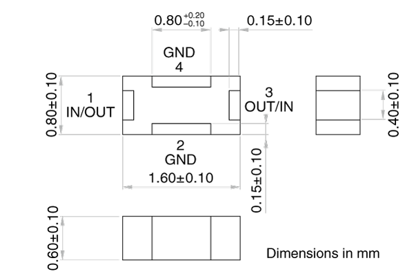 Shapes and Dimensions EMC,3端子滤波器:YFF18PW