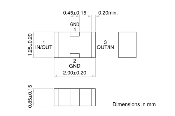 Shapes and Dimensions EMC,3端子滤波器:YFF21PC