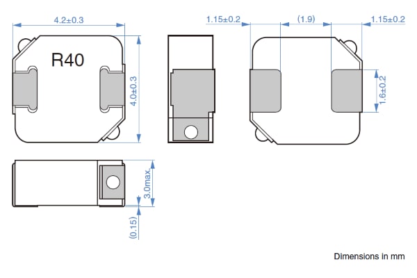 Shapes and Dimensions 电感器,线圈:SPM4030