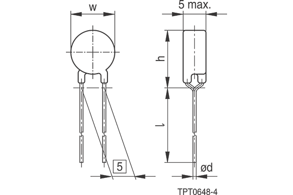 Shapes and Dimensions 电流保护器件,过电流保护PTC:C810-C890,tpt0648-4