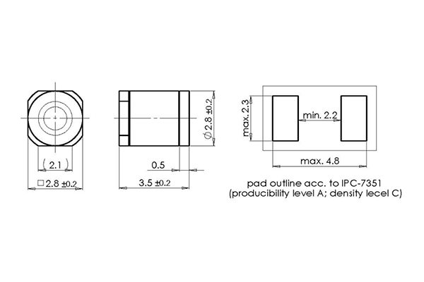 Shapes and Dimensions 浪涌放电管:g30-xsmd