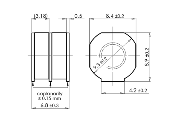Shapes and Dimensions 浪涌放电管:ln8-a450dc-2
