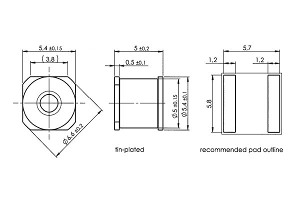 Shapes and Dimensions 浪涌放电管:m50-xsmd