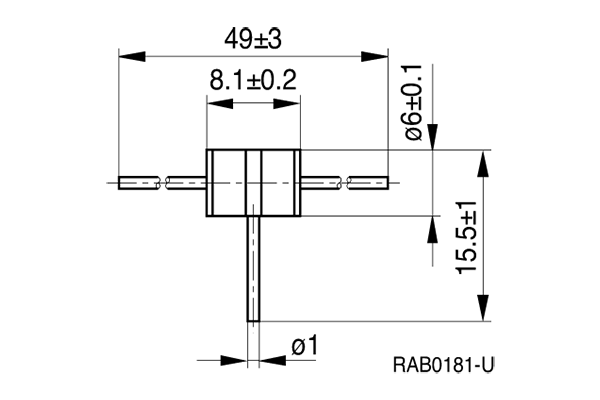 Shapes and Dimensions 浪涌放电管:050115_rab0181u