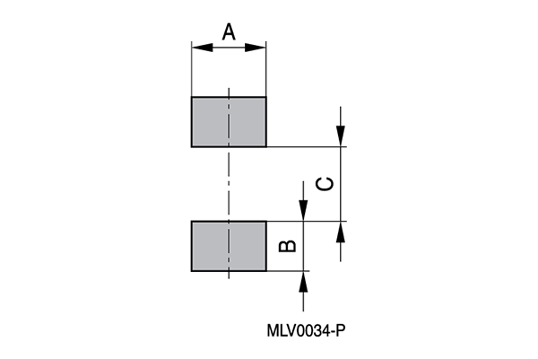 Land Pattern (Terminal Connection) 电压保护器件,CeraDiodes:mlv0034p