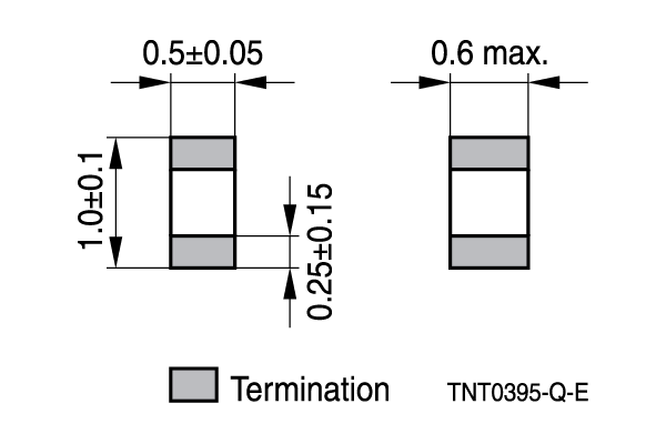 Shapes and Dimensions 传感器,贴片NTC热敏电阻:0402_tnt0395-q-e