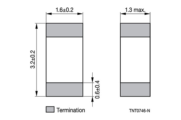 Shapes and Dimensions 传感器,贴片NTC热敏电阻:tnt0746n-e