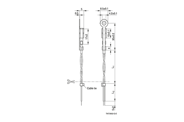 Shapes and Dimensions NTC传感器装配/系统:M1703