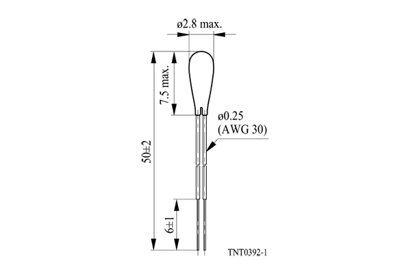 Shapes and Dimensions 传感器,NTC元件:070101_tnt03921_s864