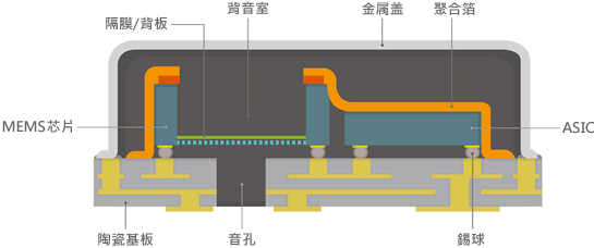 图2 TDK MEMS麦克风的基本结构